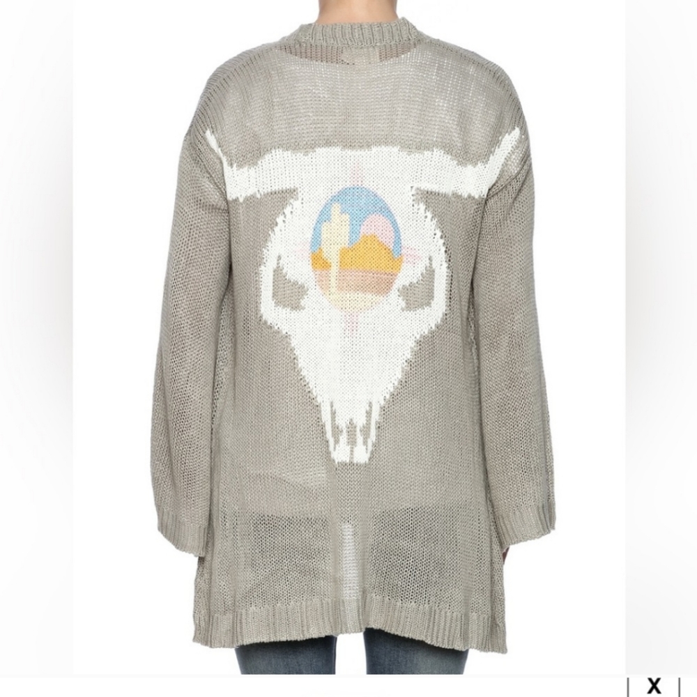 Show Me Your Mumu Mellow Easy Cardi Ojai Bull Skull Knit Cardigan Large